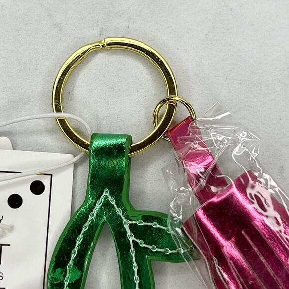 Slant Collections Metallic Cherry Tassel Keychain Keyring - Picture 5 of 12